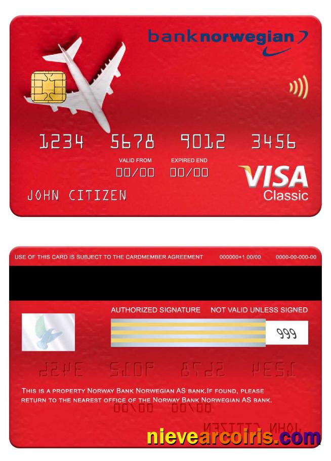 Norway Bank Norwegian AS bank visa classic card